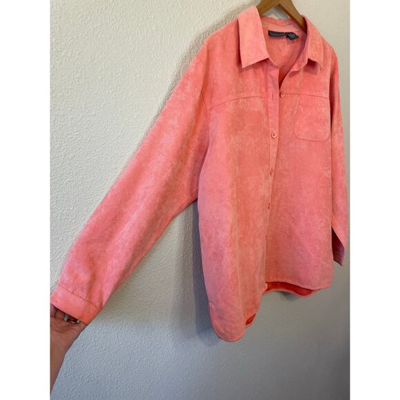 Relativity Faux Suede Button Up Coral/ Pink Chore Jacket Size XL - Picture 10 of 12